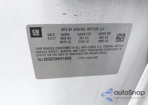 2017 Chevrolet Malibu 1Lt from USA, damaged, VIN 1G1ZE5ST6HF214585